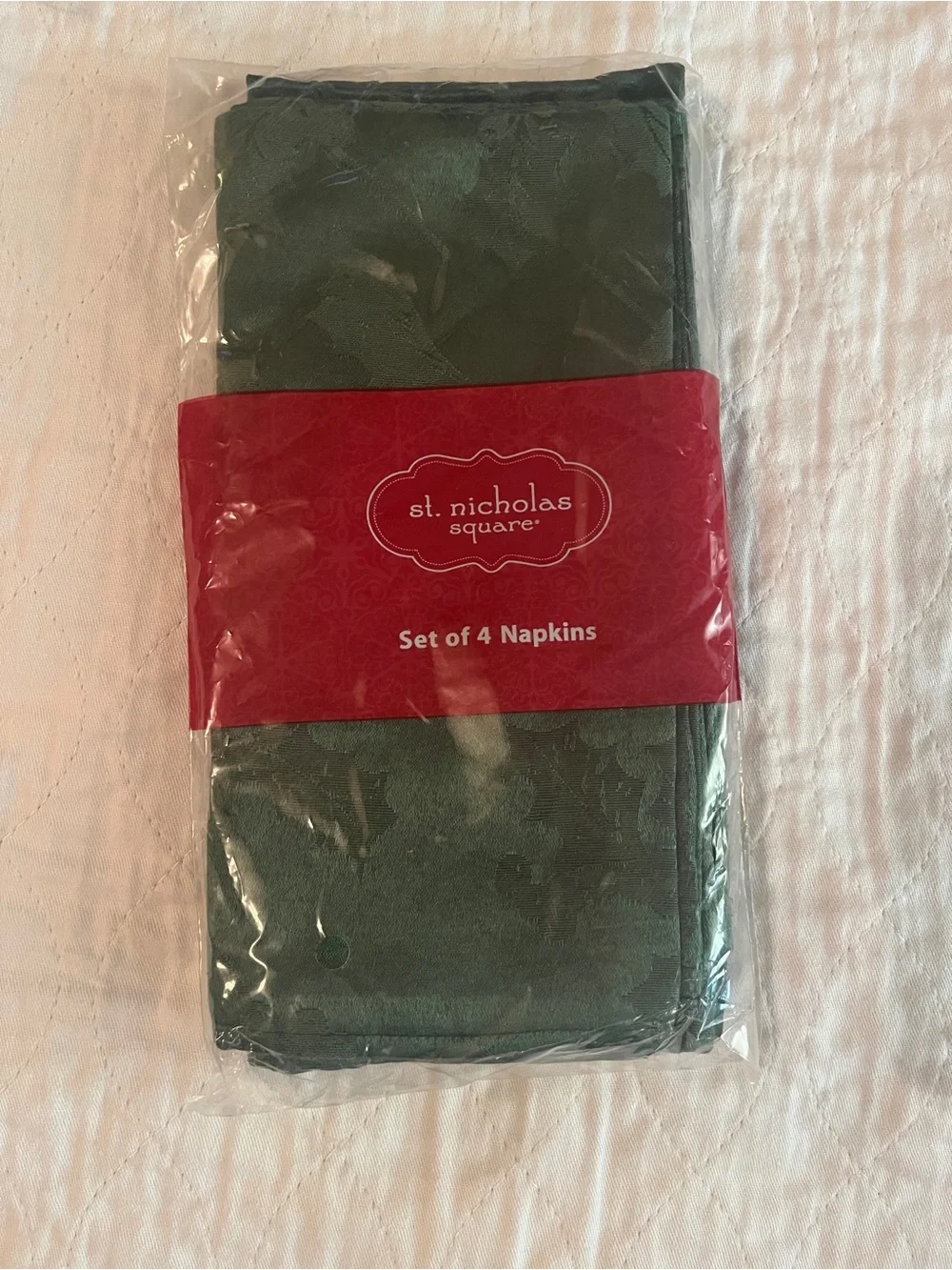 St. Nicholas Square Forest Green Damask Napkin Set - Pack of 4
